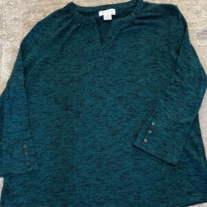 Liz Claiborne Teal V-Neck Blouse